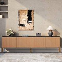 BTM TV Cabinet Color Block Lowboard Stand 179x35x53.5 Modern Storage in Black