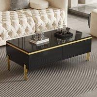BTM High Gloss Coffee Table Side Table Living Room 100x50x36 Modern in Black