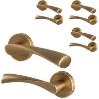 AFIT Antique Brass Internal Lever Door Handles Rose, 4 Pairs in Bronze | Size: 150mm x 150mm