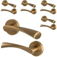 AFIT Antique Brass Internal Lever Door Handles Rose, 5 Pairs in Bronze | Size: 150mm x 150mm