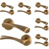 AFIT Antique Brass Internal Lever Door Handles Rose, 6 Pairs in Bronze | Size: 150mm x 150mm