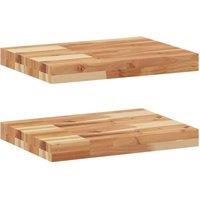 Berkfield Home Floating Shelves 2 pcs 60x30x4 cm Oil Finished Solid Wood Acacia in Brown | Size: 60 x 30 x 4 cm