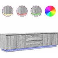 Berkfield Home TV Cabinet with LED Lights Grey Sonoma 193.5x41x50 cm