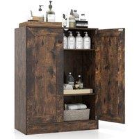 Costway Wooden Sideboard Freestanding Kitchen Cupboard with Doors in Brown