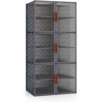 Costway 6 Pack Stackable Shoe Storage Boxes 12-Grids Plastic Storage Bins in Grey