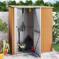 Berkfield Home Garden Shed 180.5x97x209.5 cm Galvanised Steel Wooden Look in Brown