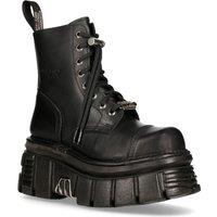 New Rock Leather Combat Tower Boots- M-NEWMILI083-S21 in Black | Size: 12