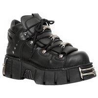 New Rock Unisex Vegan Leather Gothic Boots- M-106-VS1 in Black | Size: 4