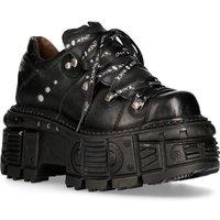 New Rock Unisex Platform Punk Metal Boots- M-TANK120N in Black | Size: 6