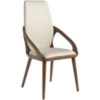 Angel Cerda Cream Leatherette Dining Chair with Walnut-Coloured