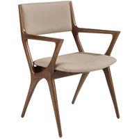 Angel Cerda Mink Leatherette Dining Chair with Walnut-Coloured in Beige