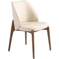 Angel Cerda Cream Leatherette Dining Chair with Walnut Veneer