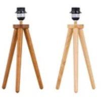 Havendro Wooden Oak Natural 38cm Tripod Table Lamp or Bedside Light Base in Pale Orange