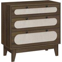 KORVIXA 3 Drawer Dresser Bedside Table Chest in Brown | Size: 100 cm x 100 cm