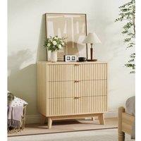 KORVIXA 3-Drawer Dresser Closet Dressers Chest of Drawers in Beige | Size: 100 cm