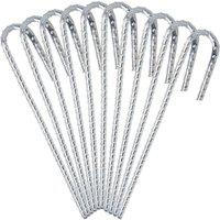 FLAVORA 30Pcs Heavy Duty Galvanised Steel J Shaped Tent Pegs in Silver