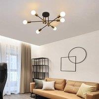 INMTFEI 6-Light Black & Gold Sputnik Ceiling Light Modern Chandelie