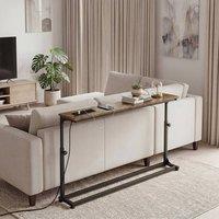 Levede Console Table Adjustable Height 15cm Slim Power Outlet Brown Black