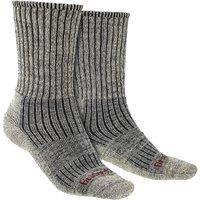Bridgedale Men's Hiking Walking Midweight Merino Wool Cushioned Boot Socks in Light Grey | Size: 12-14