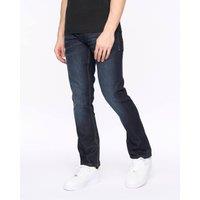 Crosshatch New Embossed Techno Men's Straight-Fit Heritage Jeans with Branded Belt & Embossed Detail in Dark Blue | Size: 32R