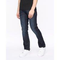 Crosshatch New Embossed Techno Men's Straight-Fit Heritage Jeans with Branded Belt & Embossed Detail in Dark Blue | Size: 34R