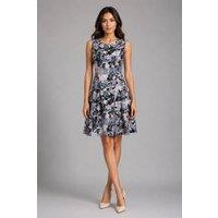 Cutie London Women's Floral Plaid A-Line Dress in Grey | Size: 8