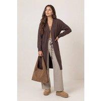 Urban Bliss Women's Wool Blend Longline Cardigan in Chocolate | Size: Large