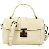 House of Leather Women's Mini Glazed Leather Handbag HOL2613 in Off-White | Size: Small