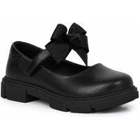 Pineapple Women's Bow Strap Chunky Sole School Shoes in Jet Black | Size: 10