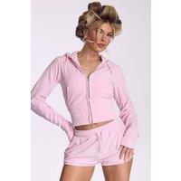 EGO Women's Long Sleeve Zip Crop Hoodie in Dusty Pink | Size: 4