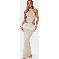 EGO Women's Sleeveless Contrast Contrast Maxi Dress in Light Sand | Size: 12