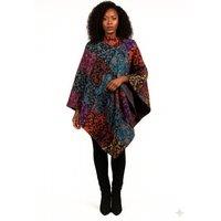 JTAPHRIQUE Women's Multi-Color Patchwork Jacquard Poncho