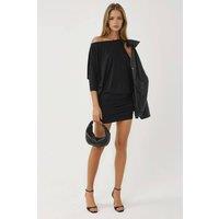 Busem Women's Asymmetrical Collar Fitted Mini Dress in Black | Size: Medium