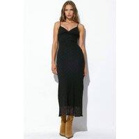 Busem Women's Sleeveless V-Neck Maxi Dress With Lace Detail in Black | Size: Large