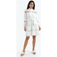 MSN Collection Women's Belted Lace Mini Dress in White | Size: Medium
