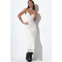 Busem Women's Sleeveless V-Neck Maxi Dress With Lace Detail in Ivory | Size: Large