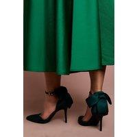 Coast Women's Kittie Satin Back Bow Pointed High Stiletto Heel Court Shoes in Emerald | Size: 5