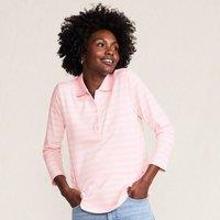 Lands' End Women's Petite Three-Quarter Sleeve Supima Polo Shirt in Pale Pink | Size: Large