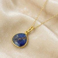 Harfi Women's 18ct Gold Vermeil Plated Sapphire September Birthstone Necklace | Size: 18 inches
