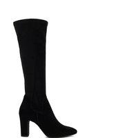 Dune London Women's Wide Fit 'Simple' Suede Knee High Boots in Black | Size: 7
