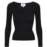 Ruey Women's Essentials Long Sleeve Top Sculpting Stretch Everyday Fit in Black | Size: XS