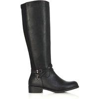 XY London Women's 'Everly' Flat Knee High Riding Style Boots in Black | Size: 4