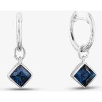 T.H.Baker Women's Sterling Silver Blue Crystal Drop Hoop Earrings E6085L
