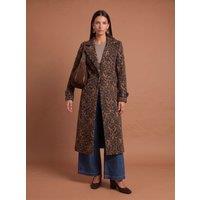 Urban Bliss Women's Leopard Wool Coat in Brown | Size: 10