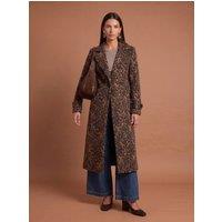 Urban Bliss Women's Leopard Wool Coat in Brown | Size: 18