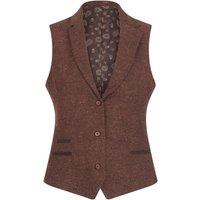 Infinity Leather Women's Herringbone Wool Tweed Check Waistcoat in Brown | Size: 8