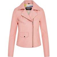 Infinity Leather Women's Vintage Classic Brando Biker Leather Jacket - Broome in Baby Pink | Size: 24