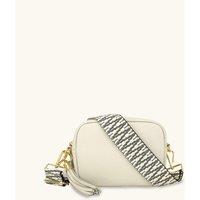 Apatchy London Women's Stone Leather Crossbody Bag With Midnight Zigzag Strap