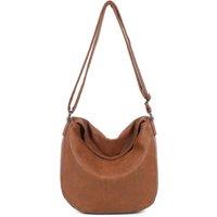 Woodland Leathers Women's Slouch Shoulder Bag, Long Strap Crossbody Hobo Bag in Tan