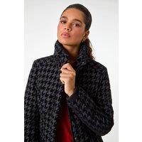 Roman Women's Dogtooth Flock Coat in Black | Size: 10
